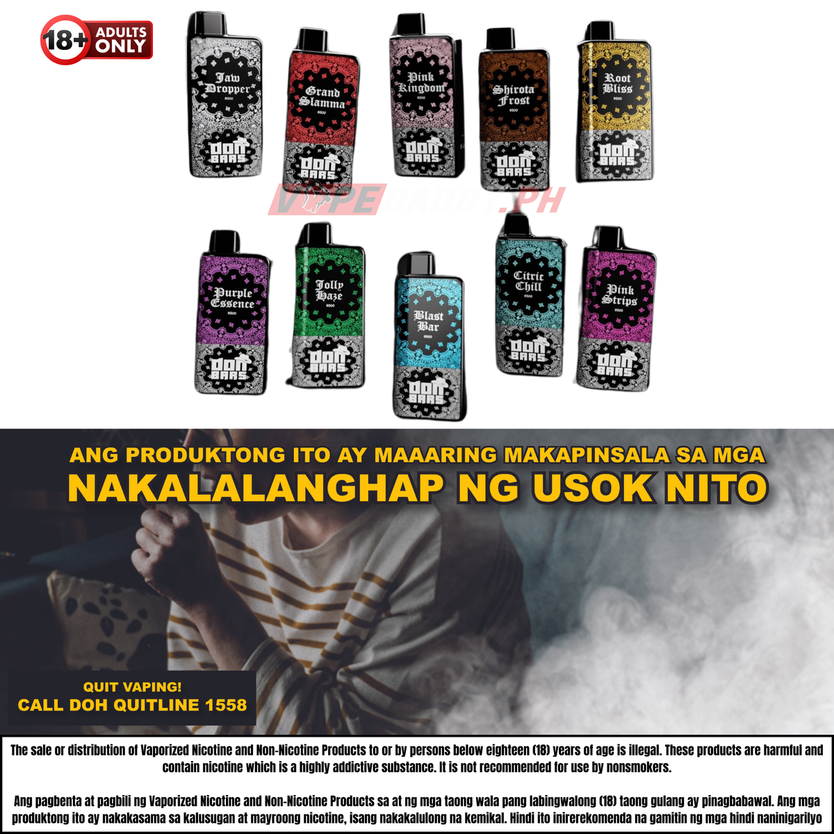 Don Bars by Aerogin 9500 Puffs Freebase Nicotine Disposable Vape V1 Co Vape Daddy Philippines Don Bars by Aerogin 9500 Puffs Freebase Nicotine Disposable Vape V1 Co Vape Daddy Philippines